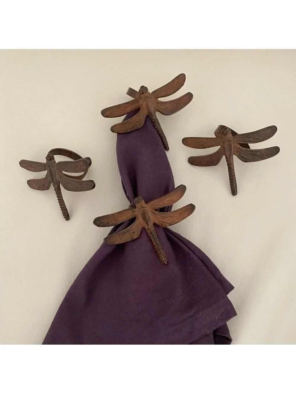 Iron Dragonfly Napkin Rings Set of Four